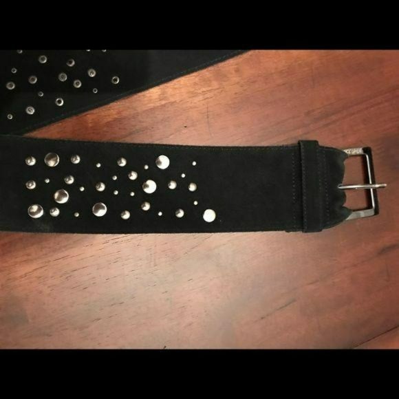 Betsey Johnson Signature Logo Black Studded Belt OS - Picture 3 of 6